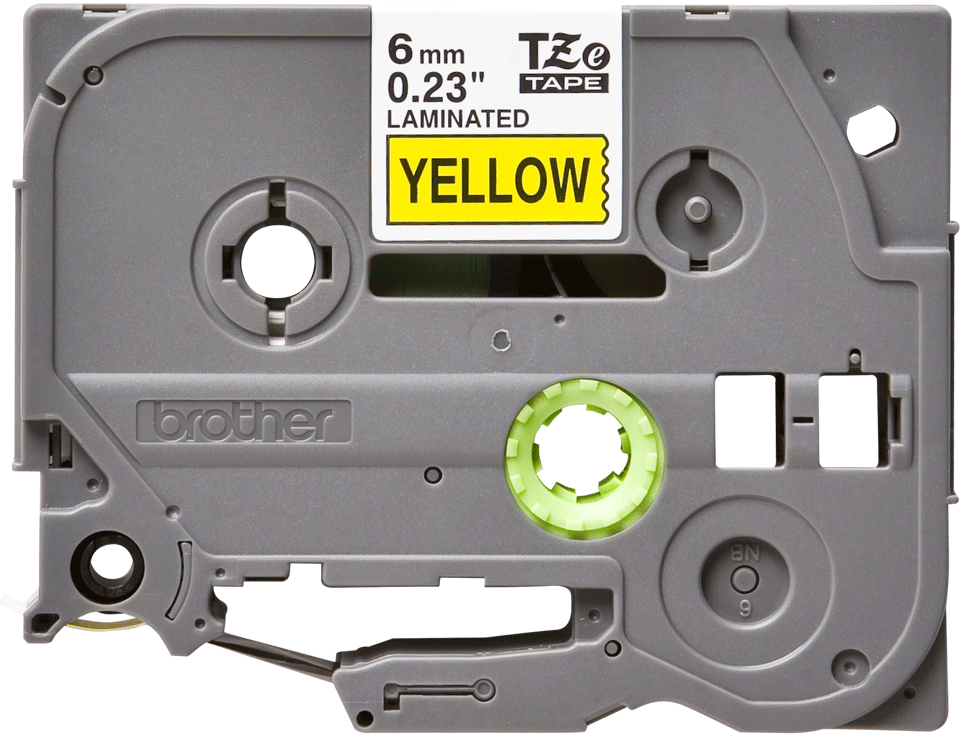 Oriģinālā Brother TZe611 melnas drukas dzeltena uzlīmju lentes kasete, 6mm plata 2